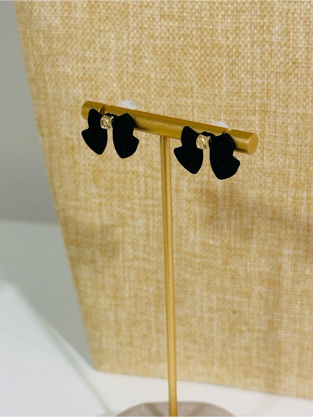 Black Bow Stud Earrings - Elegant Women's Jewelry
